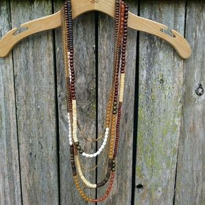 Warm Tones Beaded Multi Layer Necklace
